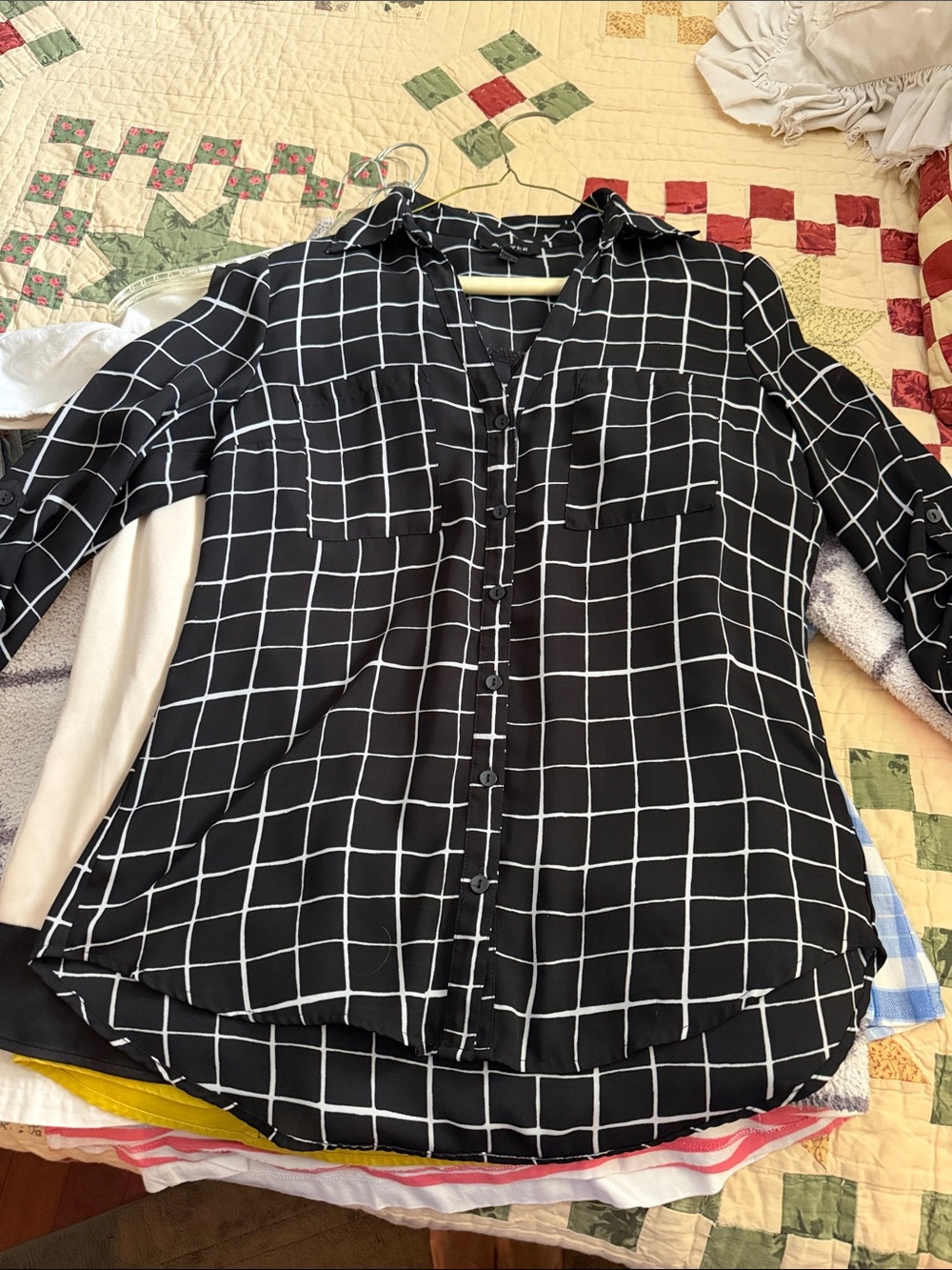 A. Byer Black Windowpane Button-Down Shirt